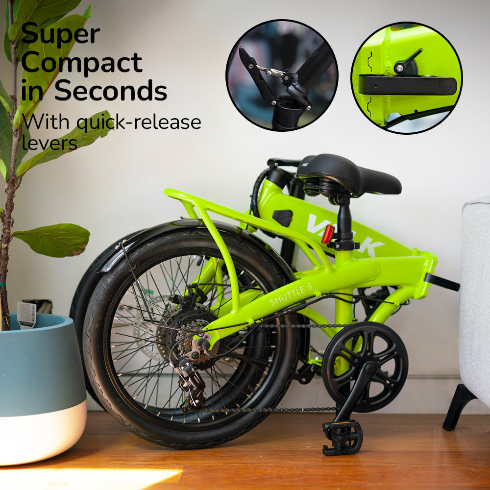NNEMB 2023 Shuttle 5 Electric Folding Bike-20 Tyres-Shimano 7-Speed-Lime Green-2