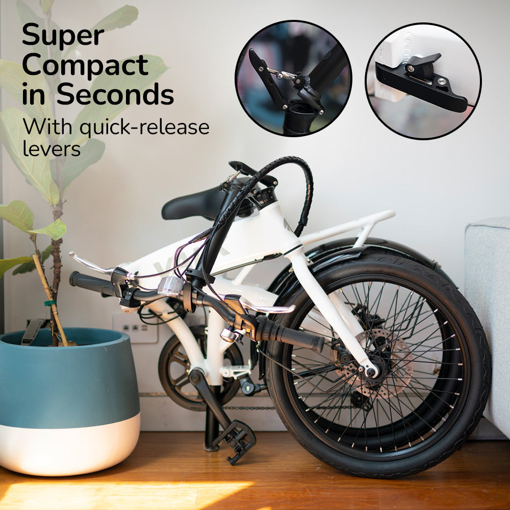 NNEMB 2023 Shuttle 5 Electric Folding Bike-20 Tyres-Shimano 7-Speed-White-2